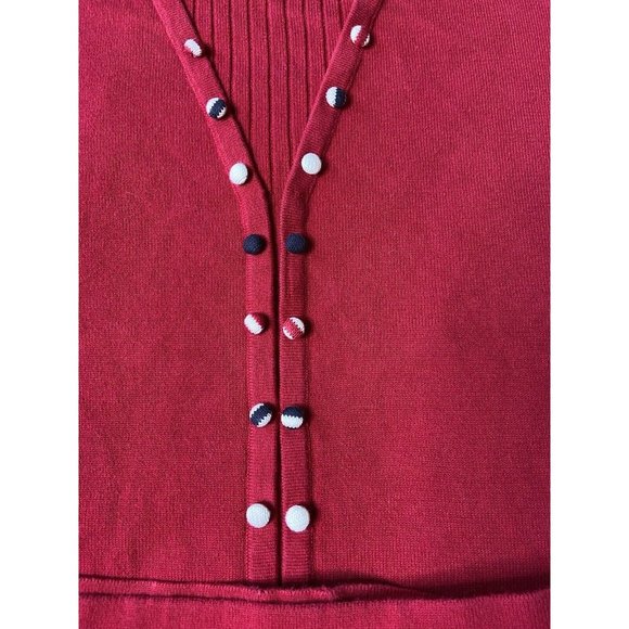 CJ Banks Women Size 3X Red Sweater Button Detail Cotton Lightweight Casual - Picture 3 of 14